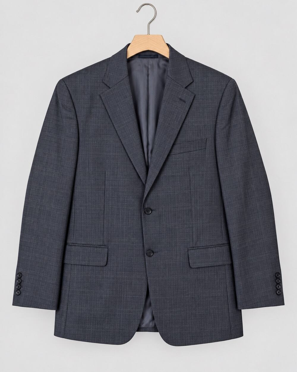 J Kent LTD Men’s 100% Wool Gray Plaid Blazer Sport Coat Estimated 46L